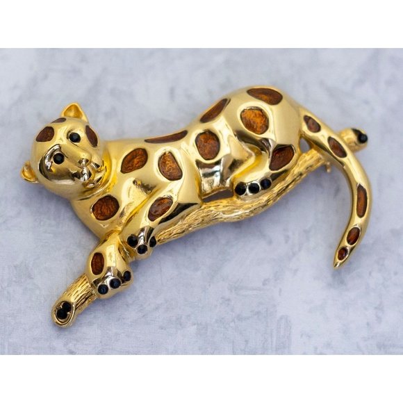Vintage Big Cat Cheetah Brooch - CH1 - Picture 2 of 3